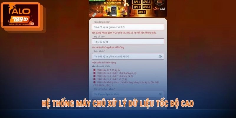 Đăng ký ALO789 2 Hệ thống máy chủ xử lý dữ liệu tốc độ cao