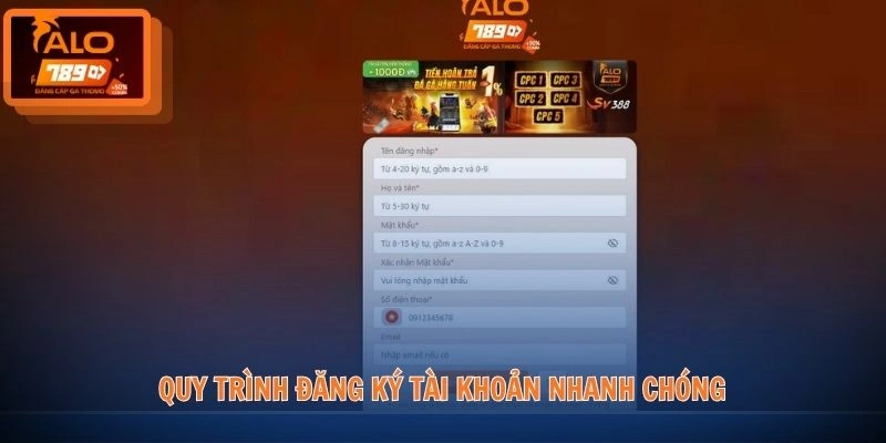 Đăng ký ALO789 3 Quy trình đăng ký tài khoản nhanh chóng